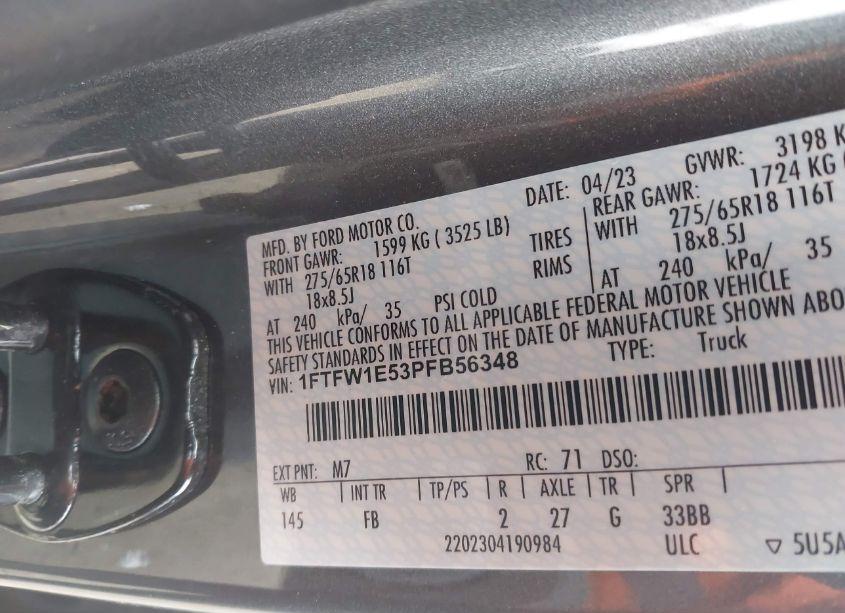 Photo 9 of 2023 Ford F-150 XLT (VIN 1FTFW1E53PFB56348)