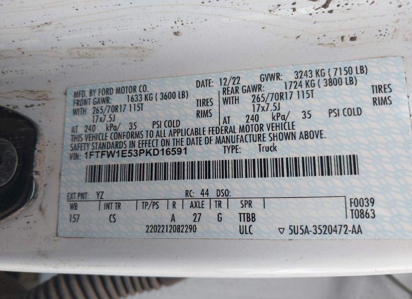 Photo 9 of 2023 Ford F-150 XL (VIN 1FTFW1E53PKD16591)