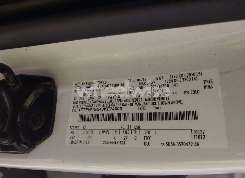 Photo 9 of 2018 Ford F-150 XLT (VIN 1FTFW1E54JKE24600)