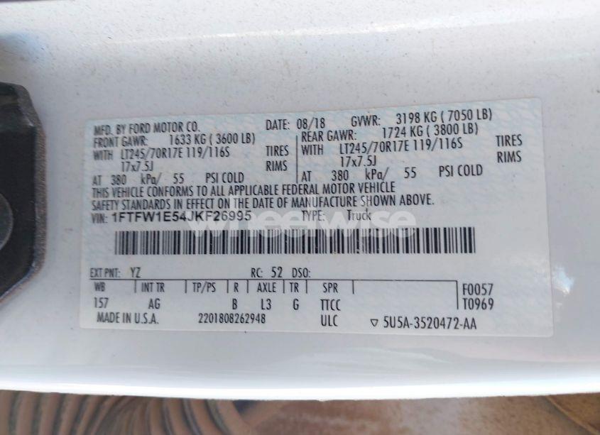 Photo 9 of 2018 Ford F-150 XL (VIN 1FTFW1E54JKF26995)