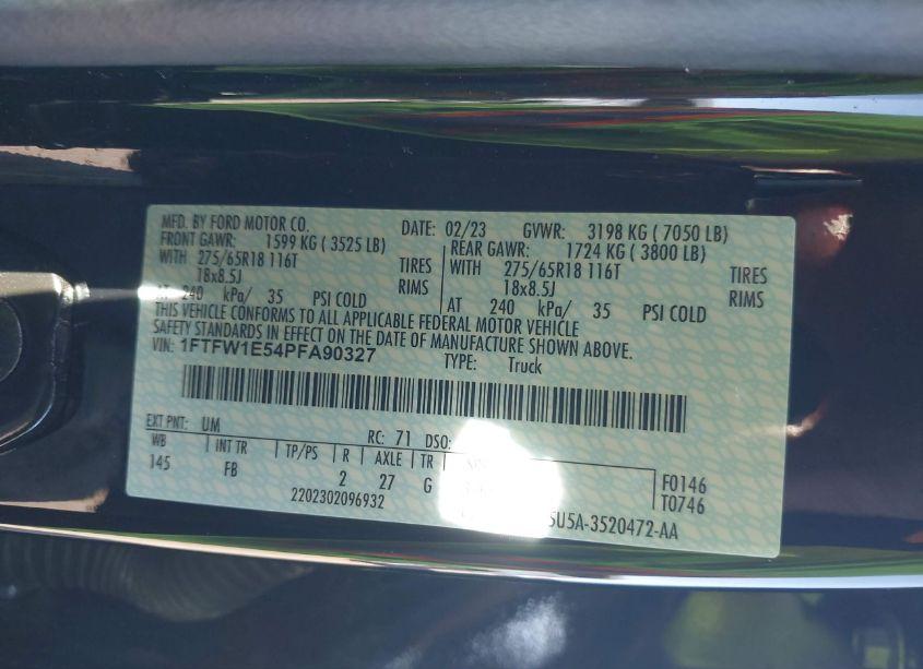 Photo 9 of 2023 Ford F-150 XLT (VIN 1FTFW1E54PFA90327)