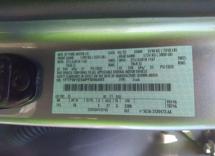 Photo 9 of 2023 Ford F-150 XLT (VIN 1FTFW1E54PFB56455)