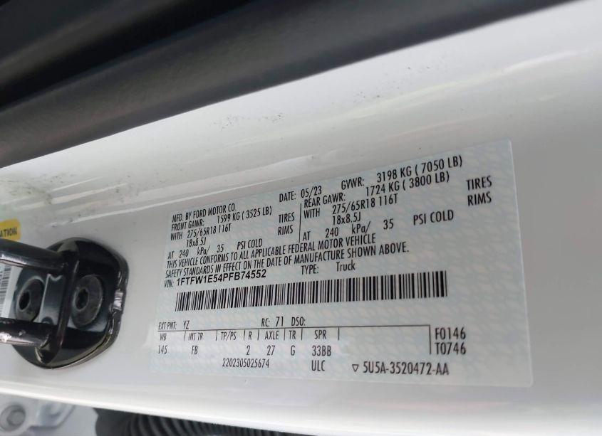 Photo 9 of 2023 Ford F-150 XLT (VIN 1FTFW1E54PFB74552)