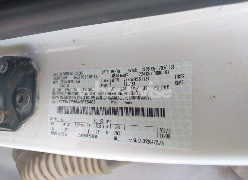 Photo 9 of 2018 Ford F-150 XLT (VIN 1FTFW1E55JKF55406)