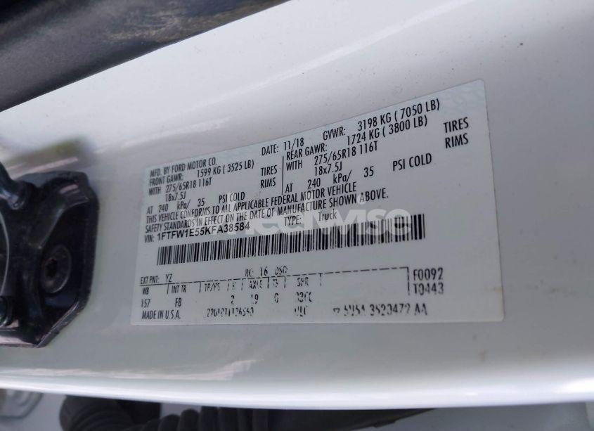 Photo 9 of 2019 Ford F-150 XLT (VIN 1FTFW1E55KFA38584)