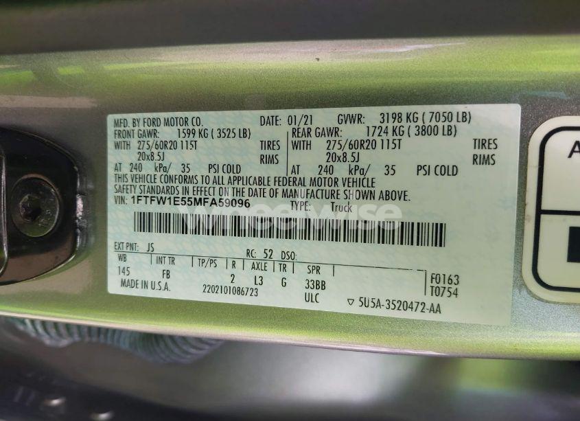 Photo 9 of 2021 Ford F-150 XLT (VIN 1FTFW1E55MFA59096)