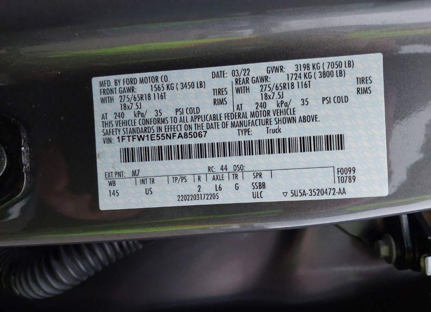 Photo 9 of 2022 Ford F-150 XLT (VIN 1FTFW1E55NFA85067)