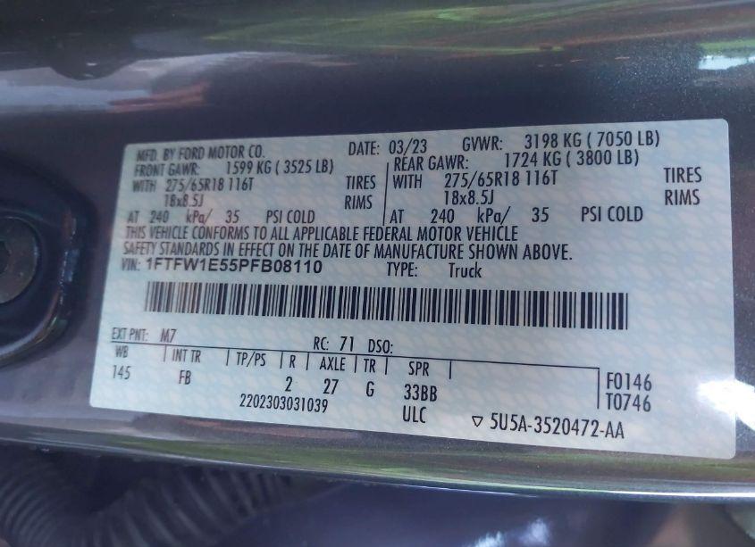 Photo 9 of 2023 Ford F-150 XLT (VIN 1FTFW1E55PFB08110)