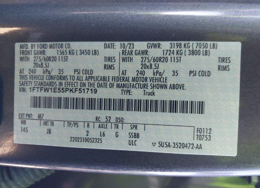 Photo 9 of 2023 Ford F-150 XL (VIN 1FTFW1E55PKF51719)