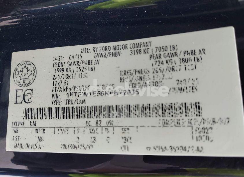 Photo 9 of 2019 Ford F-150 XLT (VIN 1FTFW1E56KFB72035)