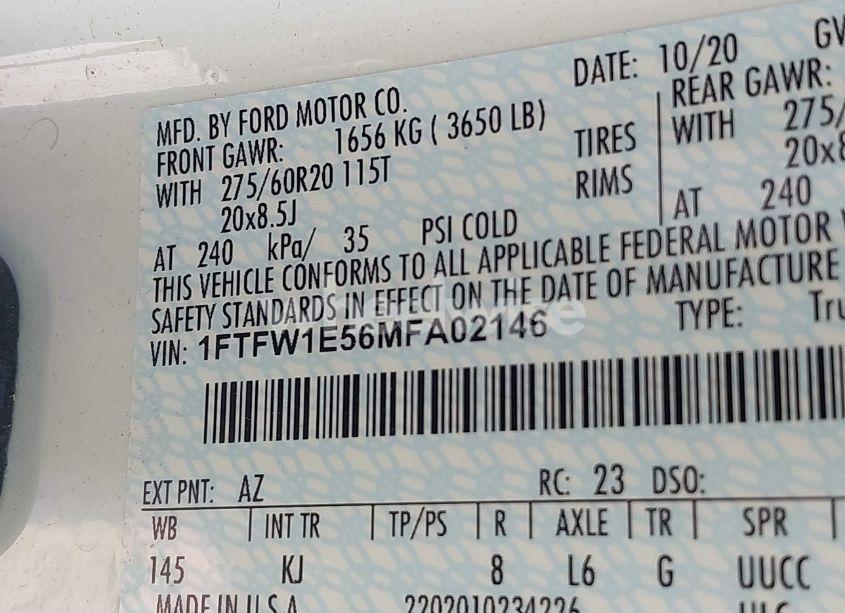 Photo 9 of 2021 Ford F-150 KING RANCH (VIN 1FTFW1E56MFA02146)