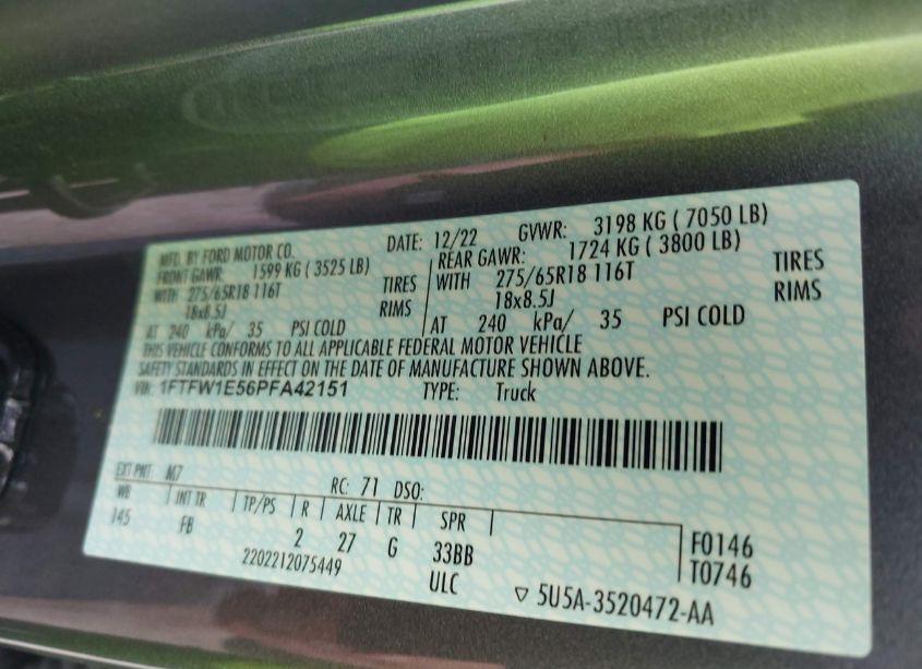 Photo 9 of 2023 Ford F-150 XLT (VIN 1FTFW1E56PFA42151)