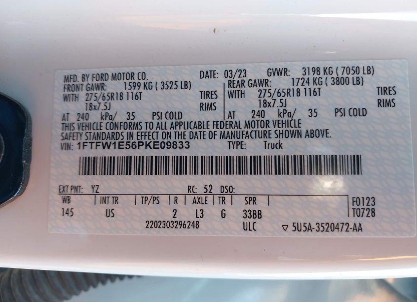 Photo 8 of 2023 Ford F-150 XLT (VIN 1FTFW1E56PKE09833)