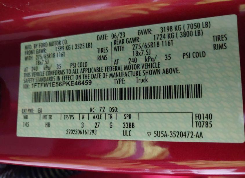 Photo 9 of 2023 Ford F-150 LARIAT (VIN 1FTFW1E56PKE46459)