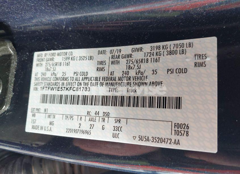 Photo 9 of 2019 Ford F-150 XLT (VIN 1FTFW1E57KFC81703)