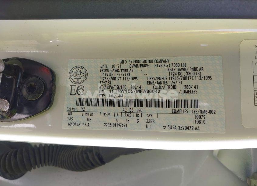 Photo 9 of 2021 Ford F-150 XLT (VIN 1FTFW1E57MFA86042)