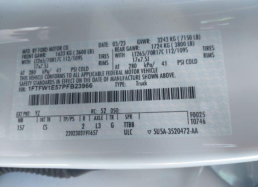 Photo 9 of 2023 Ford F-150 XL (VIN 1FTFW1E57PFB23966)