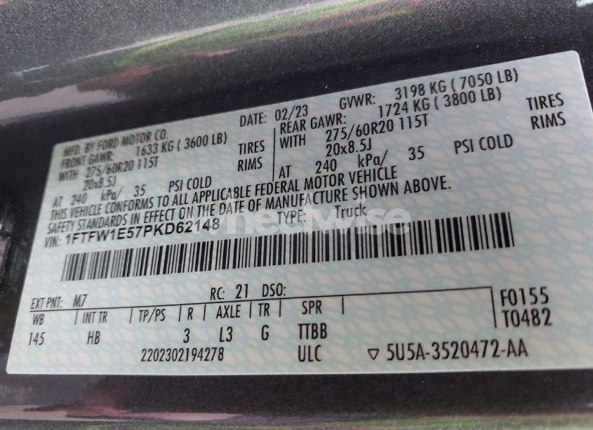 Photo 9 of 2023 Ford F-150 LARIAT (VIN 1FTFW1E57PKD62148)