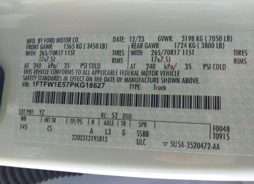 Photo 9 of 2023 Ford F-150 XL (VIN 1FTFW1E57PKG18627)