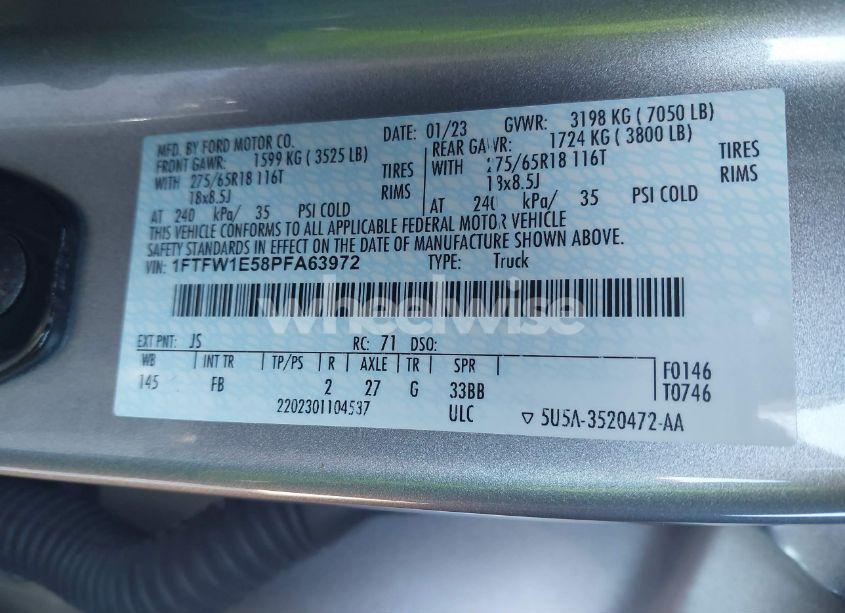 Photo 9 of 2023 Ford F-150 XLT (VIN 1FTFW1E58PFA63972)