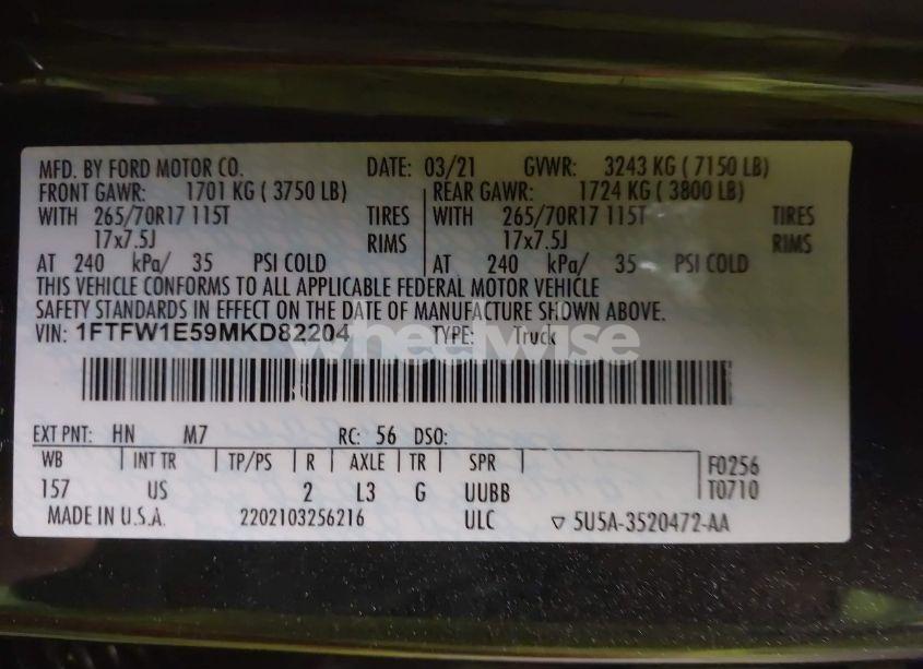 Photo 9 of 2021 Ford F-150 XLT (VIN 1FTFW1E59MKD82204)