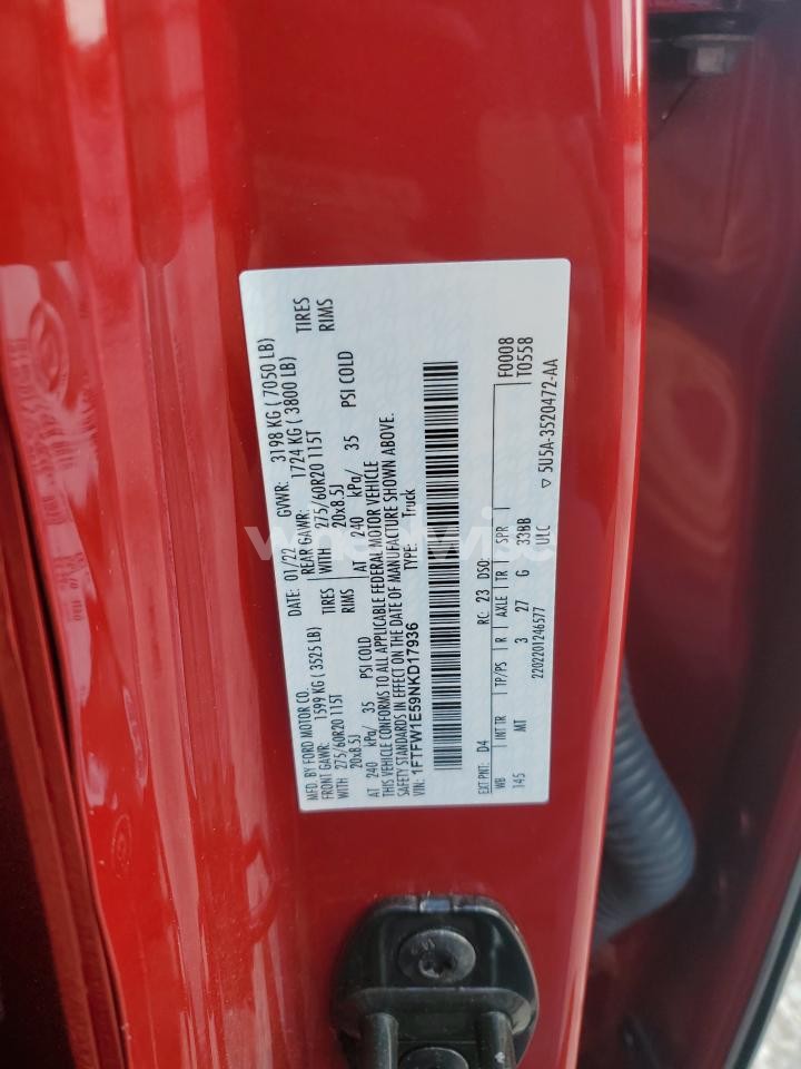 Photo 13 of 2022 FORD F150 SUPERCREW (VIN 1FTFW1E59NKD17936)