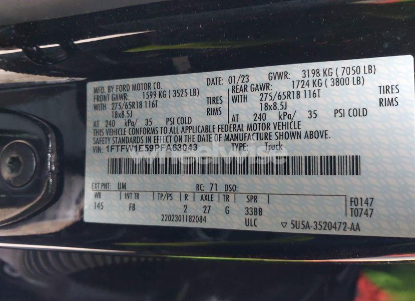 Photo 9 of 2023 Ford F-150 XLT (VIN 1FTFW1E59PFA63043)