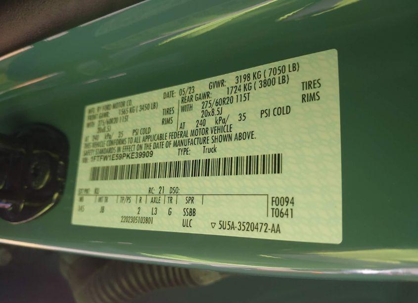 Photo 9 of 2023 Ford F-150 XL (VIN 1FTFW1E59PKE39909)