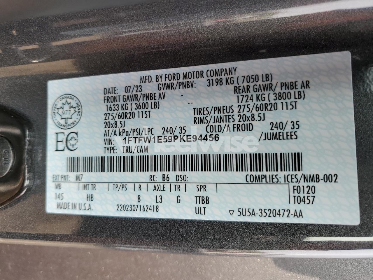 Photo 13 of 2023 FORD F150 SUPERCREW (VIN 1FTFW1E59PKE94456)