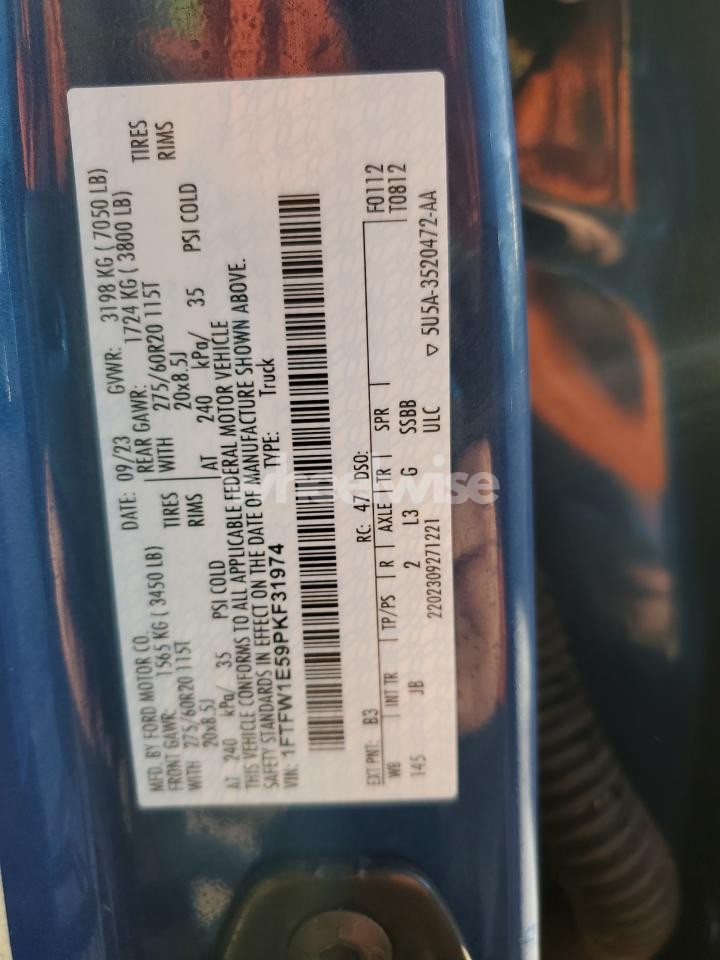 Photo 13 of 2023 FORD F150 SUPERCREW (VIN 1FTFW1E59PKF31974)