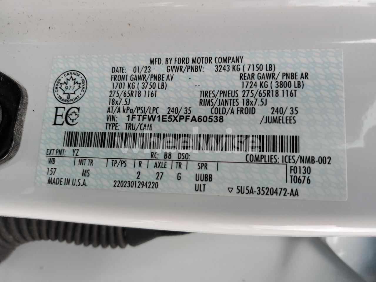 Photo 13 of 2023 FORD F150 SUPERCREW (VIN 1FTFW1E5XPFA60538)