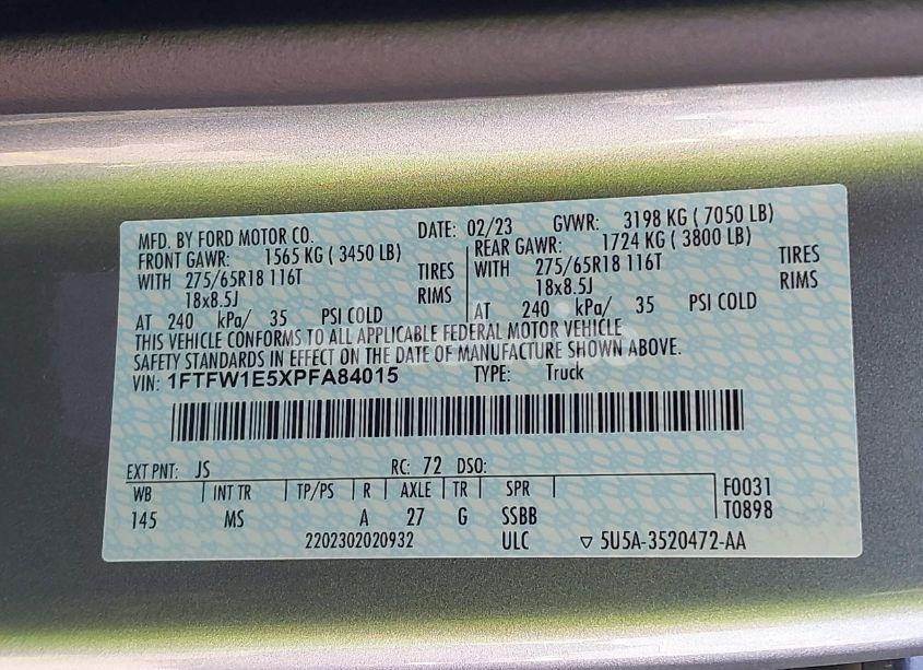 Photo 9 of 2023 Ford F-150 XLT (VIN 1FTFW1E5XPFA84015)