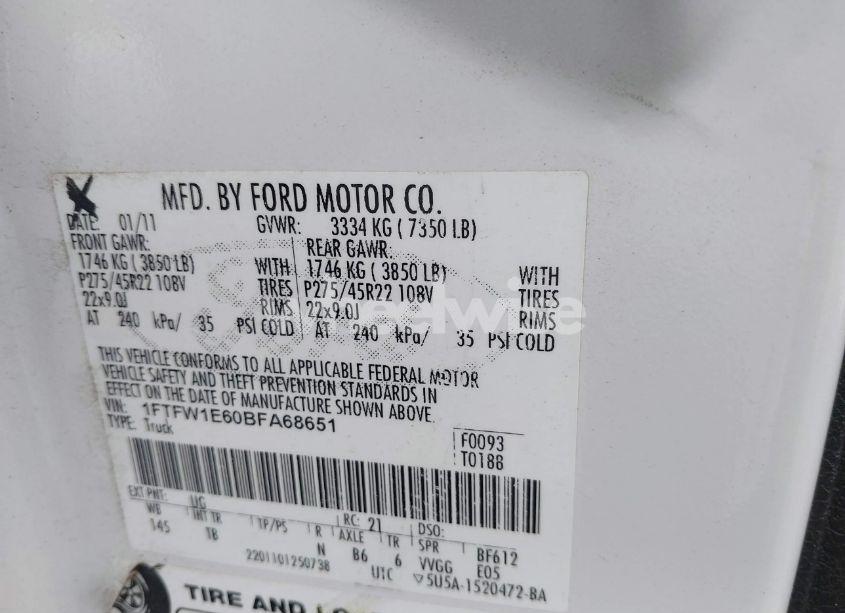 Photo 9 of 2011 Ford F-150 LARIAT LIMITED (VIN 1FTFW1E60BFA68651)