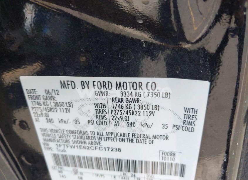 Photo 9 of 2012 Ford F-150 HARLEY-DAVIDSON (VIN 1FTFW1E62CFC17238)