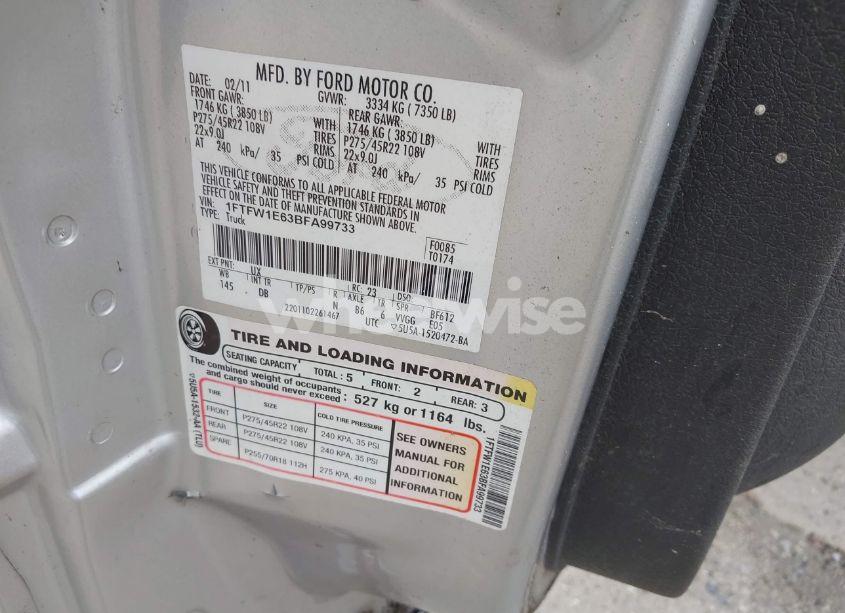 Photo 9 of 2011 Ford F-150 HARLEY-DAVIDSON (VIN 1FTFW1E63BFA99733)