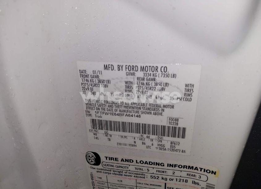 Photo 9 of 2011 Ford F-150 LARIAT LIMITED (VIN 1FTFW1E64BFA64148)