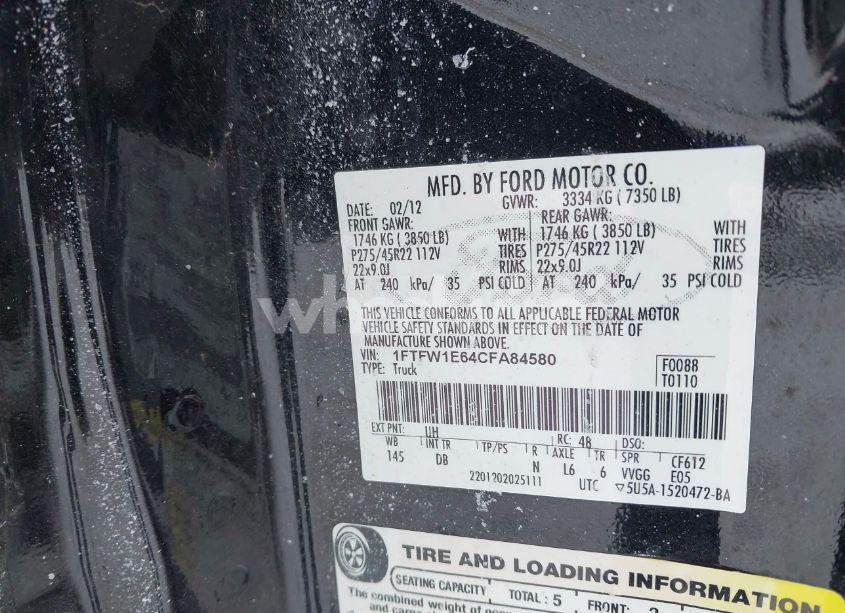 Photo 9 of 2012 Ford F-150 HARLEY-DAVIDSON (VIN 1FTFW1E64CFA84580)