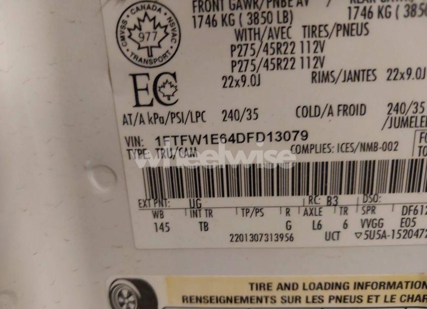 Photo 9 of 2013 Ford F-150 LIMITED (VIN 1FTFW1E64DFD13079)