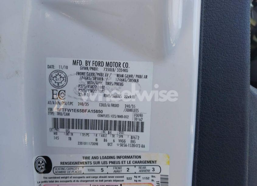 Photo 9 of 2011 Ford F-150 LARIAT LIMITED (VIN 1FTFW1E65BFA15850)