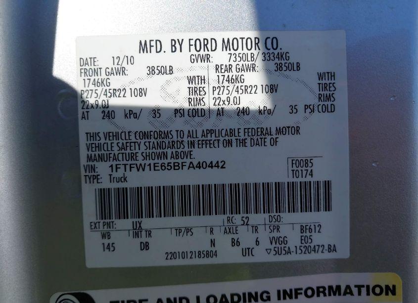 Photo 9 of 2011 Ford F-150 HARLEY-DAVIDSON (VIN 1FTFW1E65BFA40442)