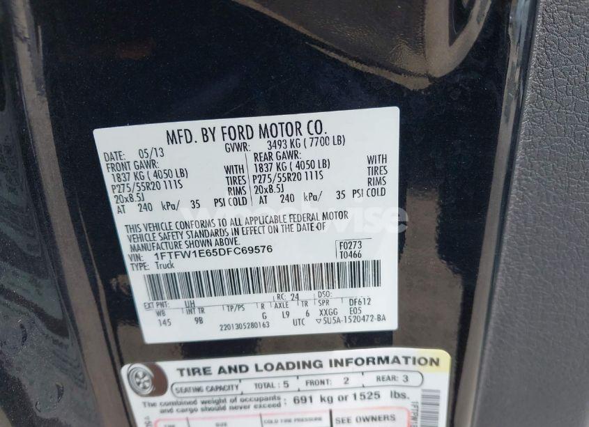 Photo 9 of 2013 Ford F-150 PLATINUM (VIN 1FTFW1E65DFC69576)