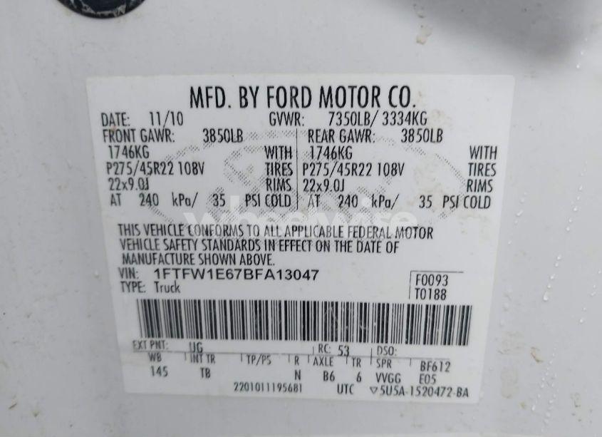 Photo 9 of 2011 Ford F-150 LARIAT LIMITED (VIN 1FTFW1E67BFA13047)