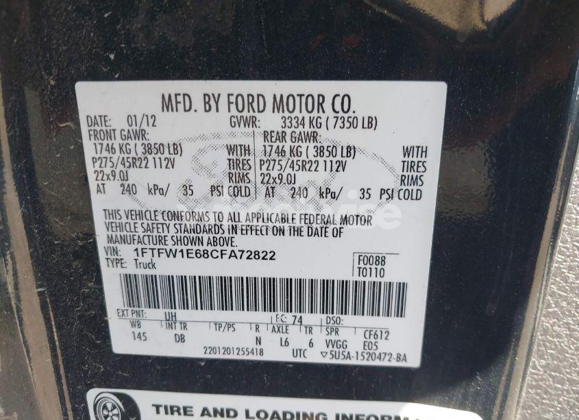 Photo 9 of 2012 Ford F-150 HARLEY-DAVIDSON (VIN 1FTFW1E68CFA72822)