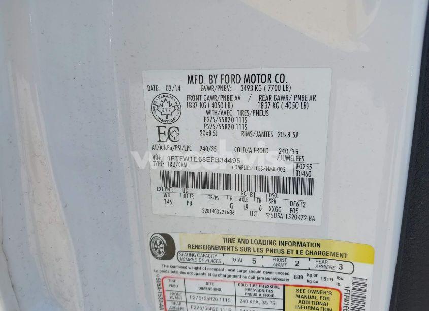 Photo 9 of 2014 Ford F-150 PLATINUM (VIN 1FTFW1E68EFB34495)