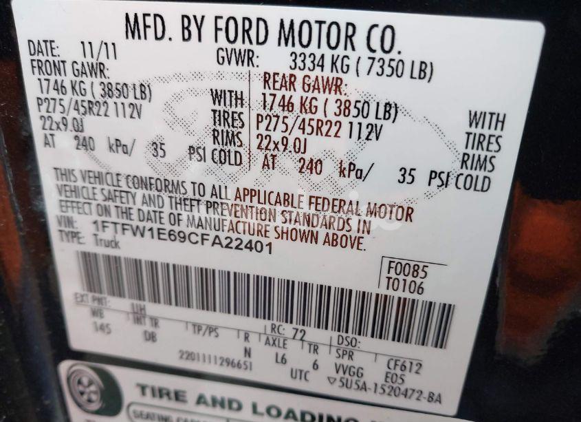 Photo 9 of 2012 Ford F-150 HARLEY-DAVIDSON (VIN 1FTFW1E69CFA22401)