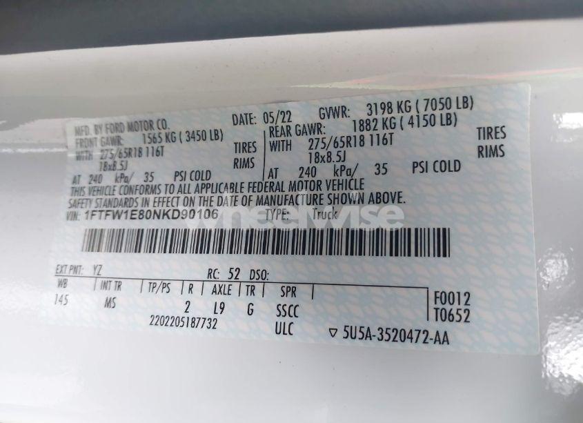 Photo 9 of 2022 Ford F-150 XLT (VIN 1FTFW1E80NKD90106)