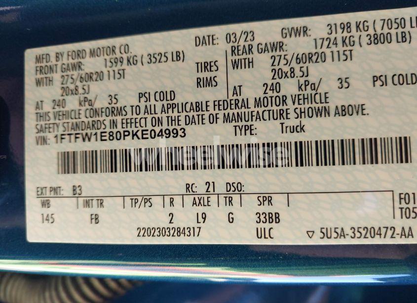 Photo 9 of 2023 Ford F-150 XLT (VIN 1FTFW1E80PKE04993)