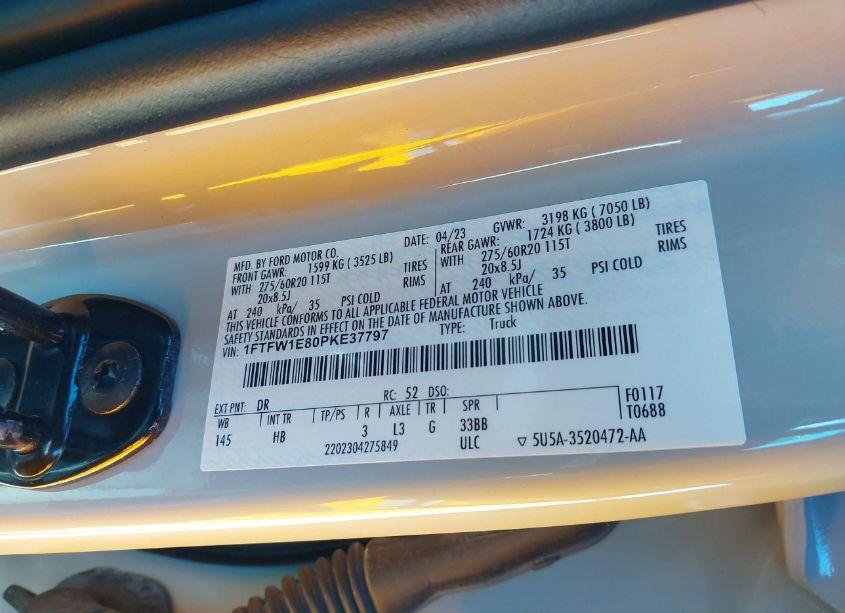 Photo 9 of 2023 Ford F-150 LARIAT (VIN 1FTFW1E80PKE37797)