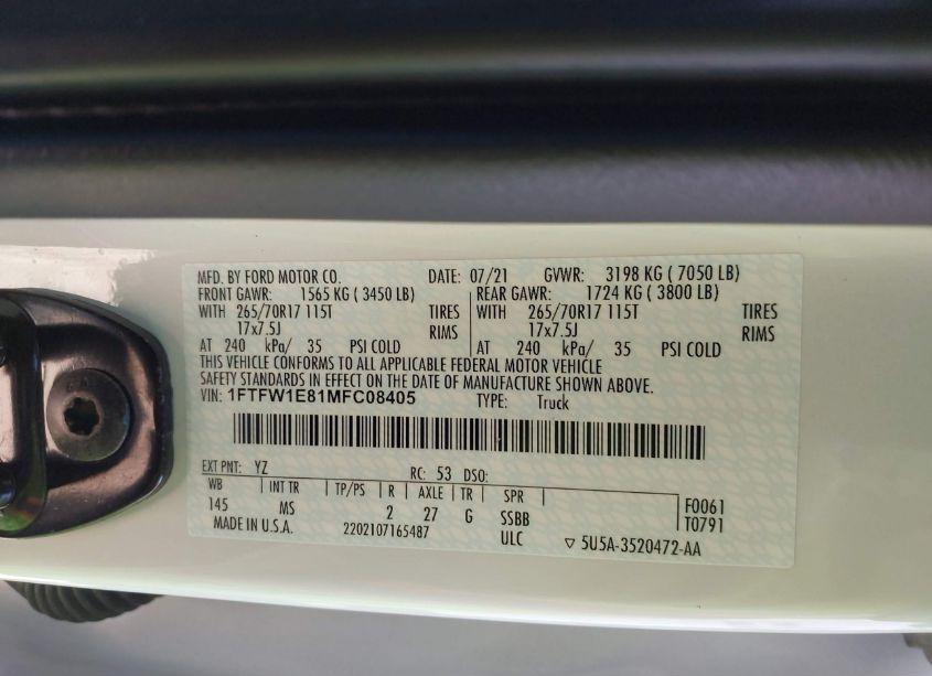 Photo 9 of 2021 Ford F-150 XLT (VIN 1FTFW1E81MFC08405)