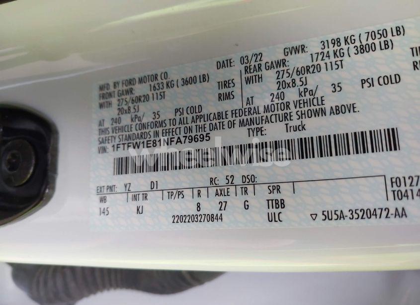 Photo 9 of 2022 Ford F-150 KING RANCH (VIN 1FTFW1E81NFA79695)